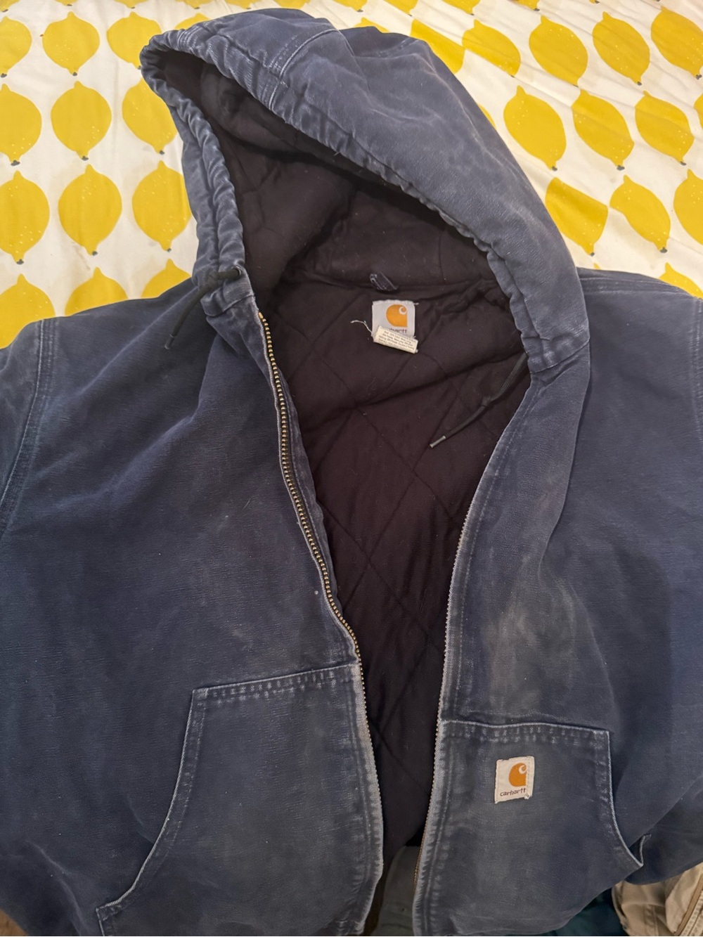 Carhartt Navy Work Hooded Quilted Jacket